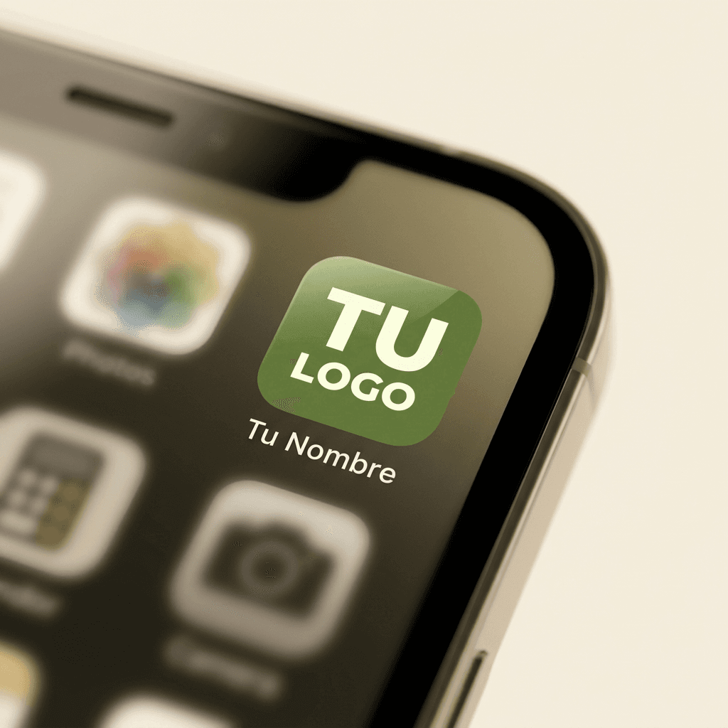 App instalada en un iPhone con el icono y el nombre personalizados del negocio
